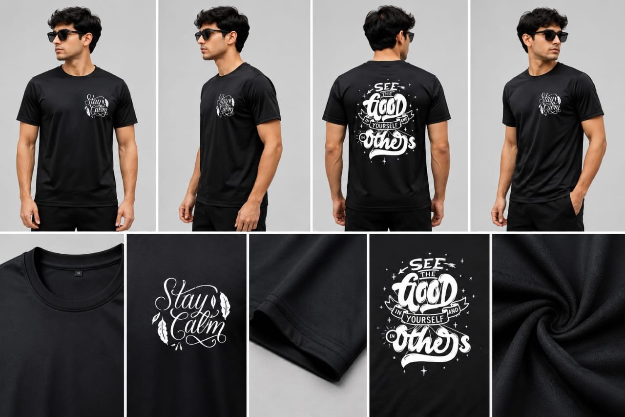 Stay Calm Graphic Black T-Shirt
